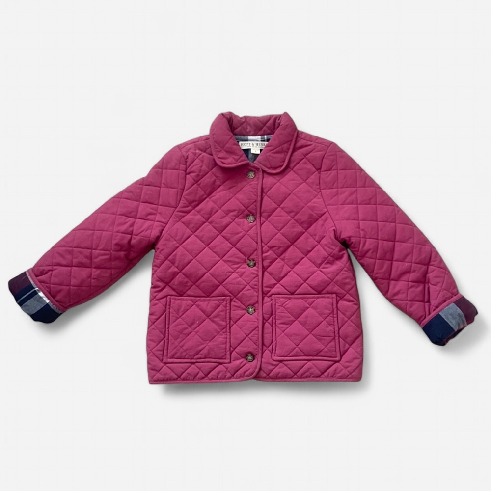 Hope & Henry Quilted Barn Jacket with Raspberry Plaid Lining Girl’s Small